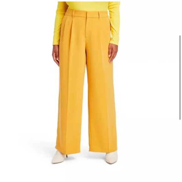 2X 🔖 SERGIO HUDSON x Target Yellow High-Waist Wide Leg Tailored Trousers - Picture 3 of 11